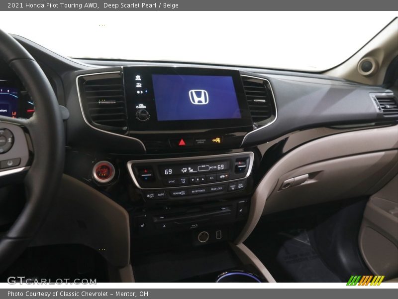 Deep Scarlet Pearl / Beige 2021 Honda Pilot Touring AWD