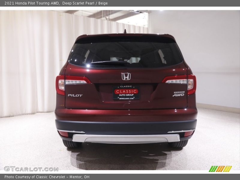 Deep Scarlet Pearl / Beige 2021 Honda Pilot Touring AWD