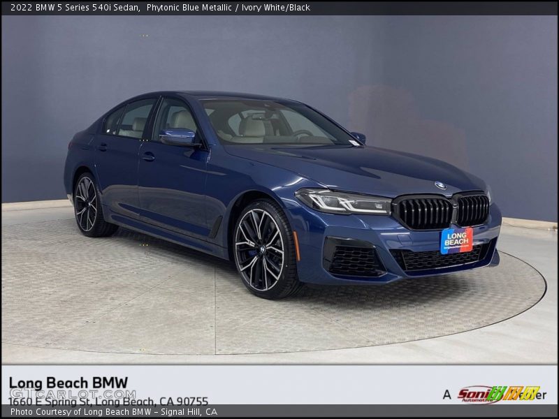 Phytonic Blue Metallic / Ivory White/Black 2022 BMW 5 Series 540i Sedan