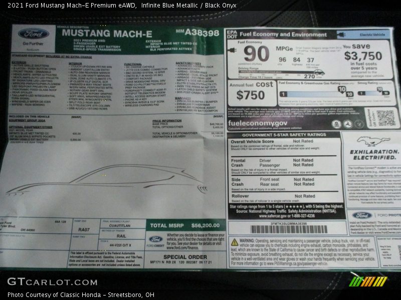  2021 Mustang Mach-E Premium eAWD Window Sticker