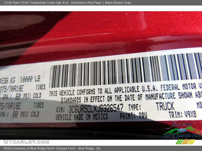 Delmonico Red Pearl / Black/Diesel Gray 2018 Ram 2500 Tradesman Crew Cab 4x4