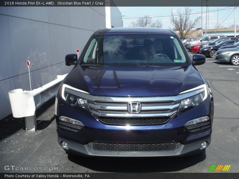 Obsidian Blue Pearl / Gray 2018 Honda Pilot EX-L AWD