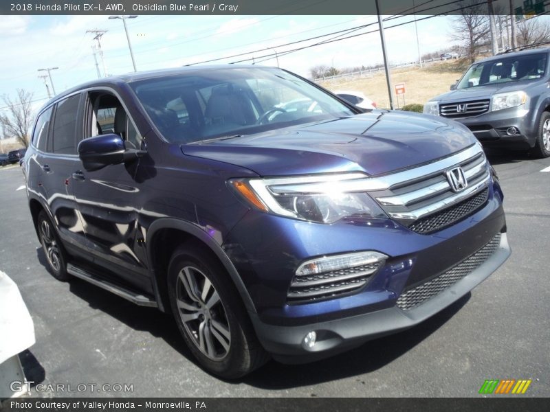 Obsidian Blue Pearl / Gray 2018 Honda Pilot EX-L AWD