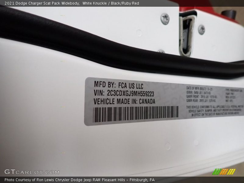 White Knuckle / Black/Ruby Red 2021 Dodge Charger Scat Pack Widebody