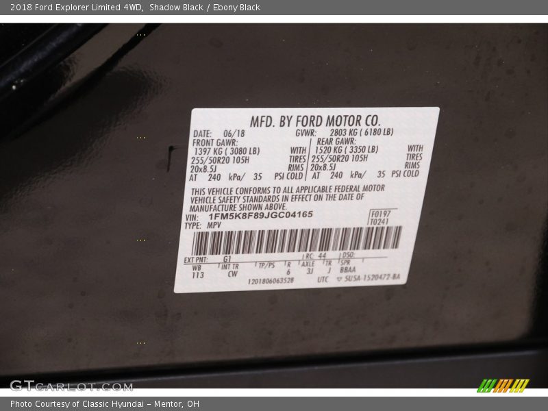 Shadow Black / Ebony Black 2018 Ford Explorer Limited 4WD