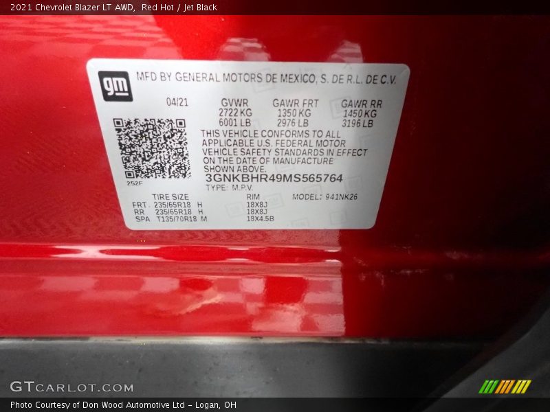 Red Hot / Jet Black 2021 Chevrolet Blazer LT AWD