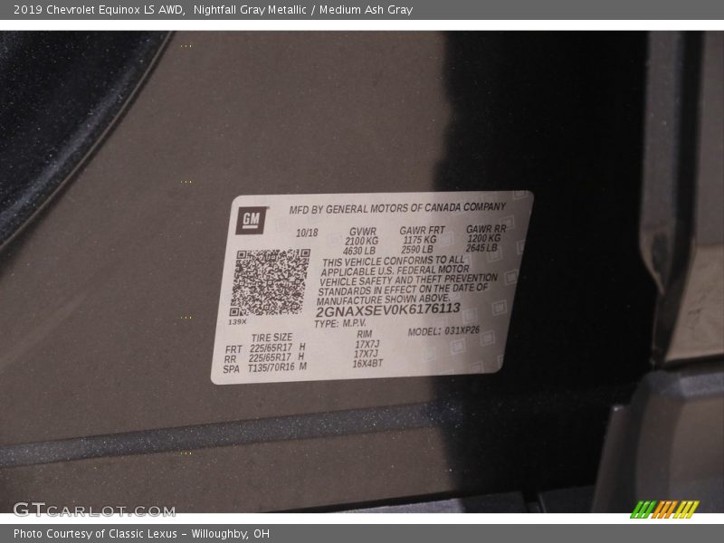 Nightfall Gray Metallic / Medium Ash Gray 2019 Chevrolet Equinox LS AWD