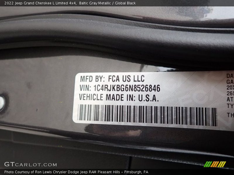 Baltic Gray Metallic / Global Black 2022 Jeep Grand Cherokee L Limited 4x4