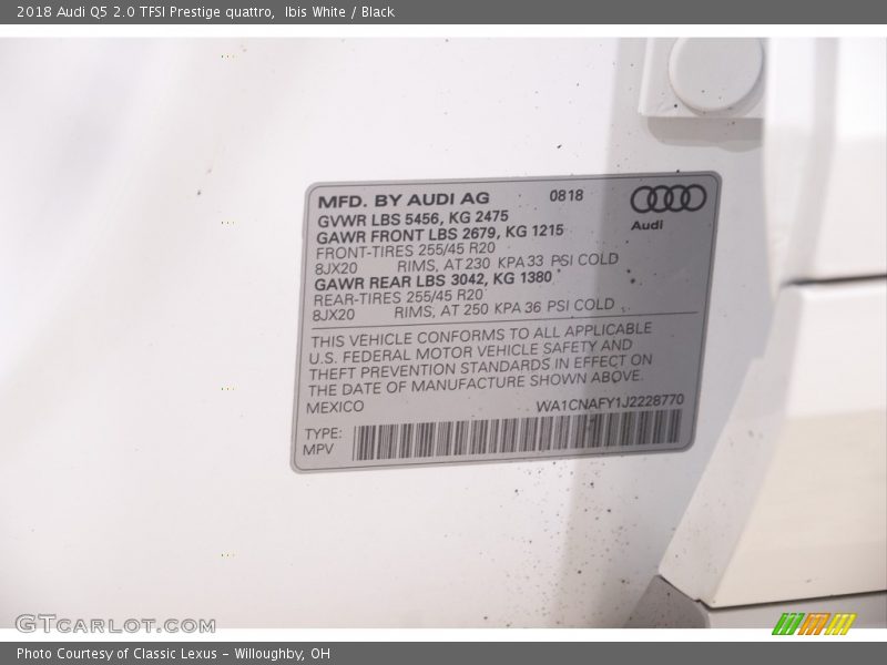 Ibis White / Black 2018 Audi Q5 2.0 TFSI Prestige quattro