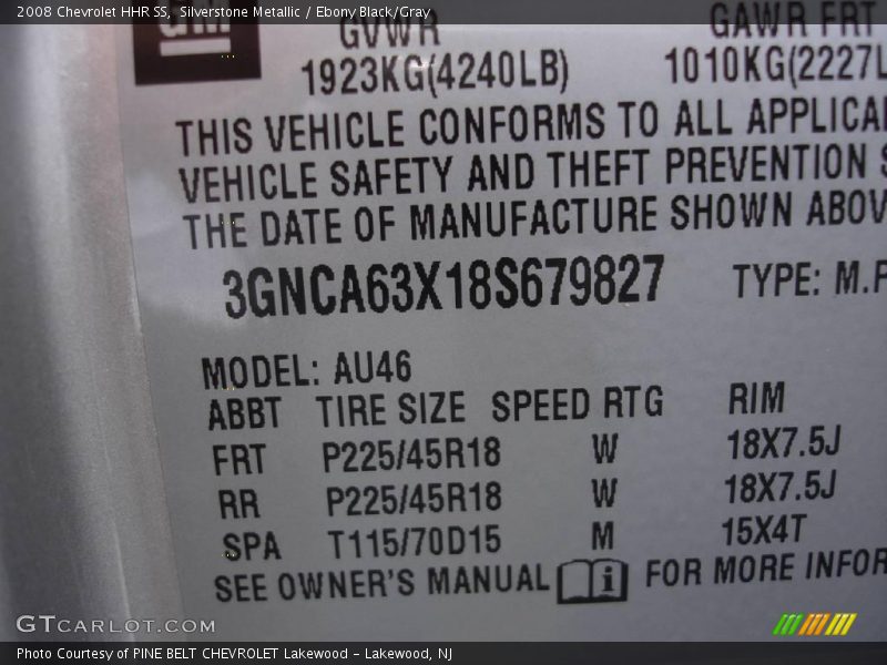 Silverstone Metallic / Ebony Black/Gray 2008 Chevrolet HHR SS
