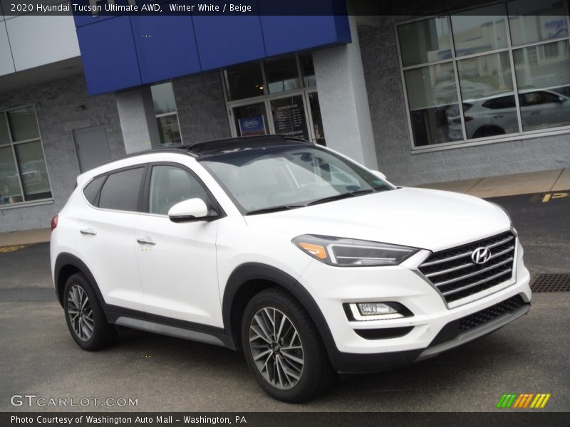 Winter White / Beige 2020 Hyundai Tucson Ultimate AWD
