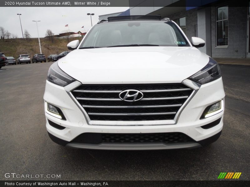 Winter White / Beige 2020 Hyundai Tucson Ultimate AWD
