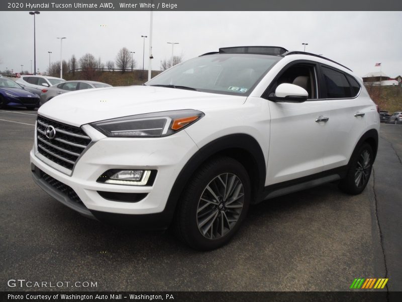 Winter White / Beige 2020 Hyundai Tucson Ultimate AWD