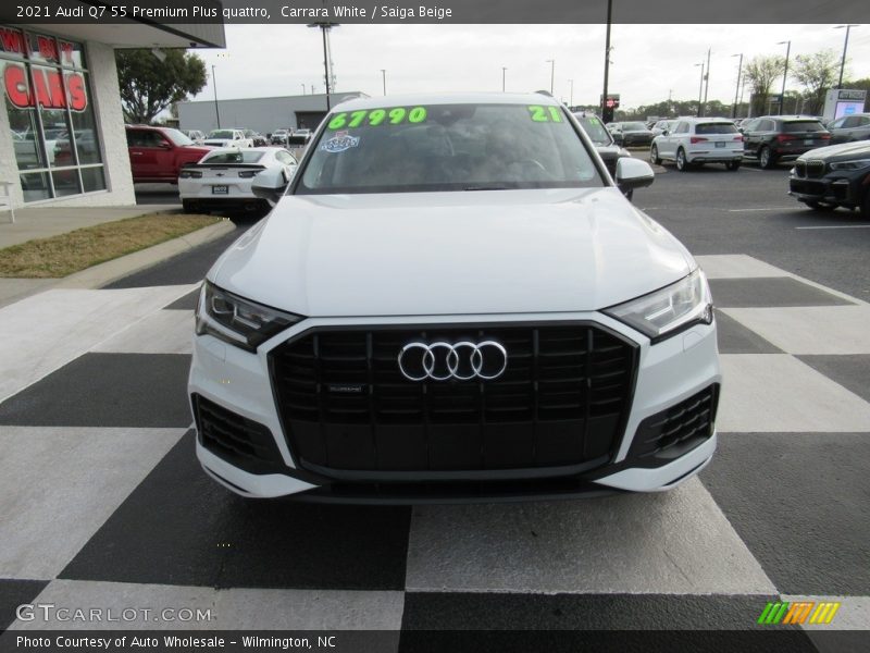 Carrara White / Saiga Beige 2021 Audi Q7 55 Premium Plus quattro