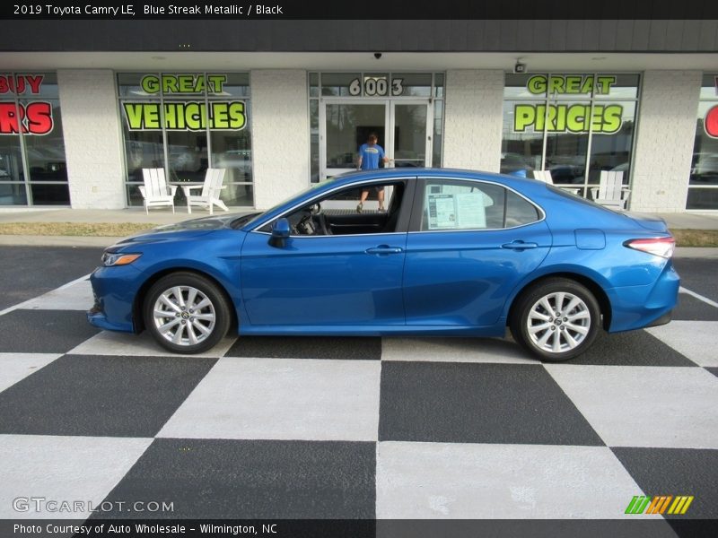 Blue Streak Metallic / Black 2019 Toyota Camry LE