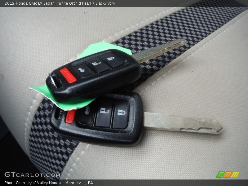 White Orchid Pearl / Black/Ivory 2019 Honda Civic LX Sedan