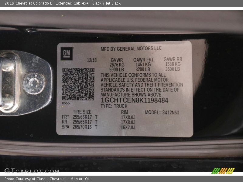 Black / Jet Black 2019 Chevrolet Colorado LT Extended Cab 4x4