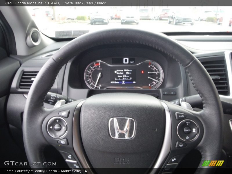 Crystal Black Pearl / Black 2020 Honda Ridgeline RTL AWD