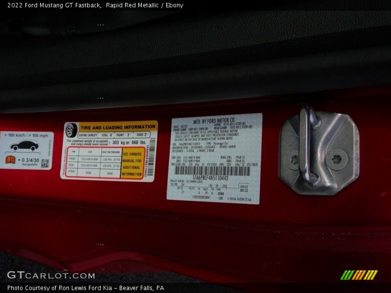 2022 Mustang GT Fastback Rapid Red Metallic Color Code D4