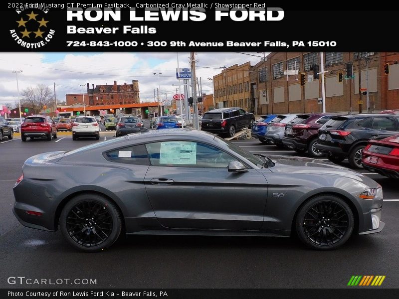 Carbonized Gray Metallic / Showstopper Red 2022 Ford Mustang GT Premium Fastback