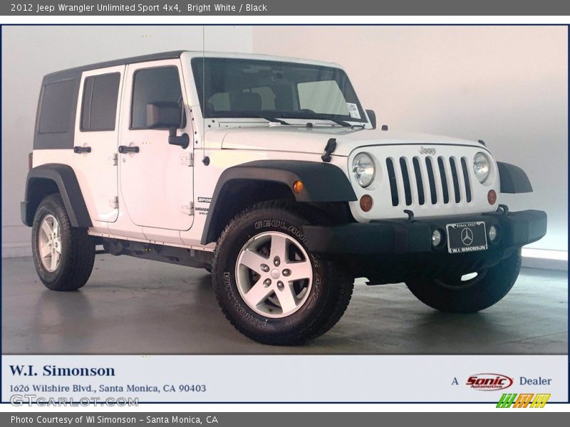 Bright White / Black 2012 Jeep Wrangler Unlimited Sport 4x4