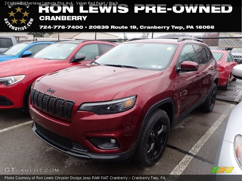 Velvet Red Pearl / Black 2019 Jeep Cherokee Latitude Plus 4x4