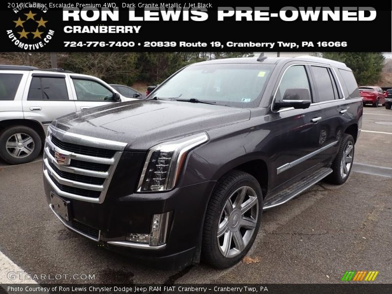 Dark Granite Metallic / Jet Black 2016 Cadillac Escalade Premium 4WD