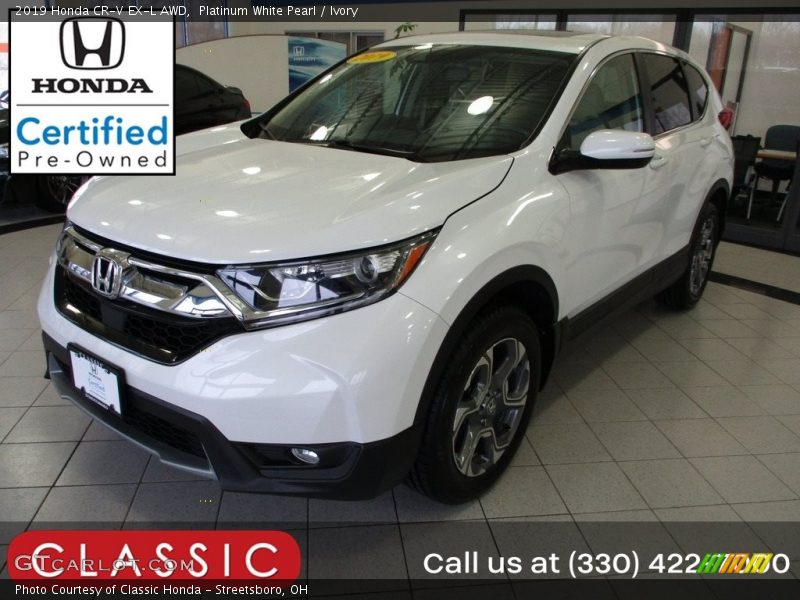 Platinum White Pearl / Ivory 2019 Honda CR-V EX-L AWD