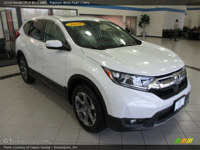 Platinum White Pearl / Ivory 2019 Honda CR-V EX-L AWD