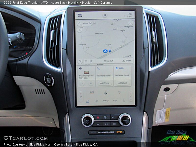 Agate Black Metallic / Medium Soft Ceramic 2022 Ford Edge Titanium AWD