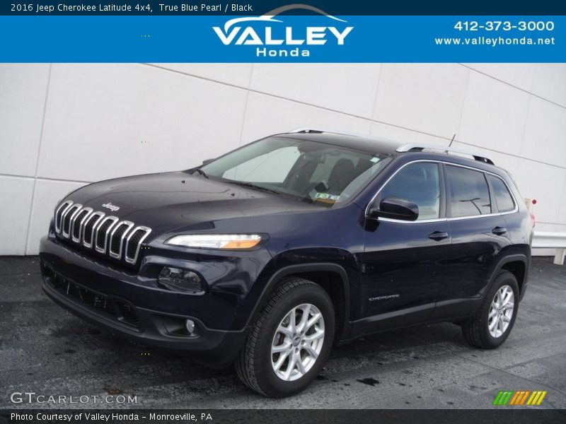 True Blue Pearl / Black 2016 Jeep Cherokee Latitude 4x4