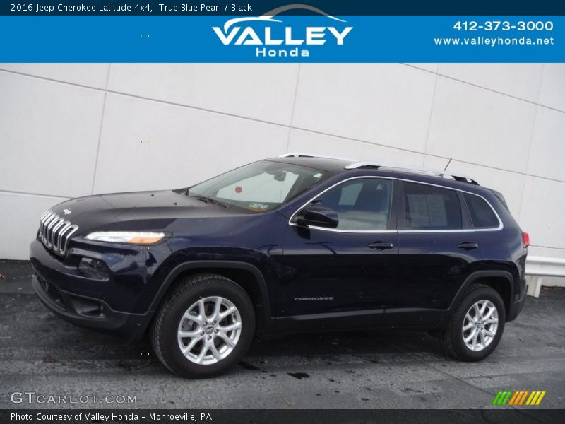 True Blue Pearl / Black 2016 Jeep Cherokee Latitude 4x4