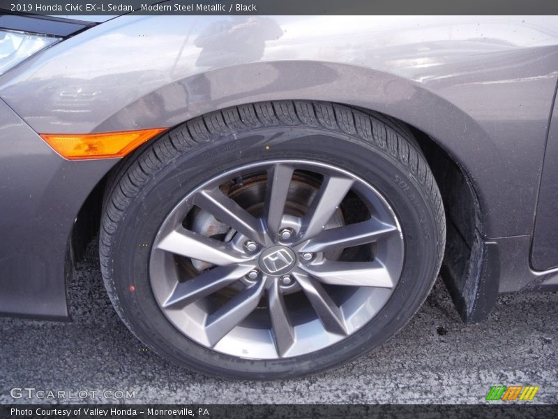 Modern Steel Metallic / Black 2019 Honda Civic EX-L Sedan