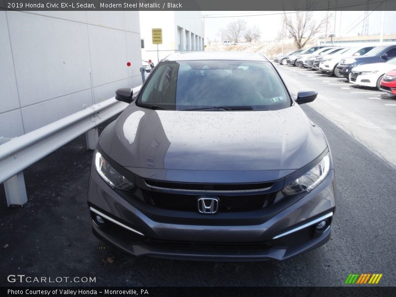 Modern Steel Metallic / Black 2019 Honda Civic EX-L Sedan