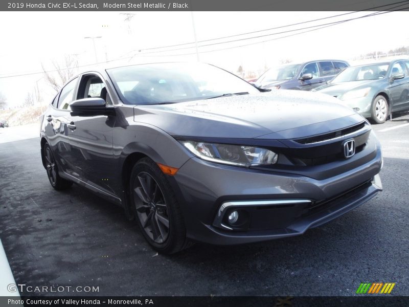 Modern Steel Metallic / Black 2019 Honda Civic EX-L Sedan