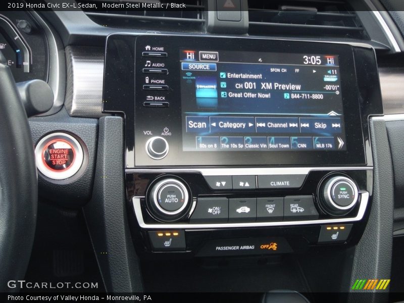 Modern Steel Metallic / Black 2019 Honda Civic EX-L Sedan