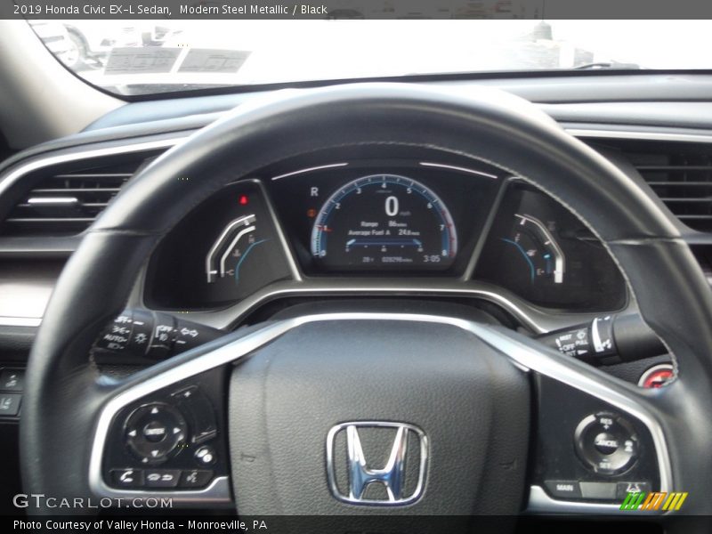 Modern Steel Metallic / Black 2019 Honda Civic EX-L Sedan