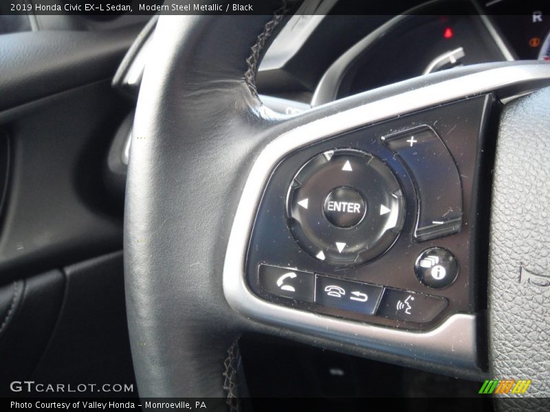 Modern Steel Metallic / Black 2019 Honda Civic EX-L Sedan