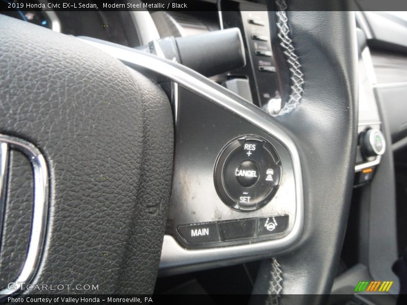 Modern Steel Metallic / Black 2019 Honda Civic EX-L Sedan