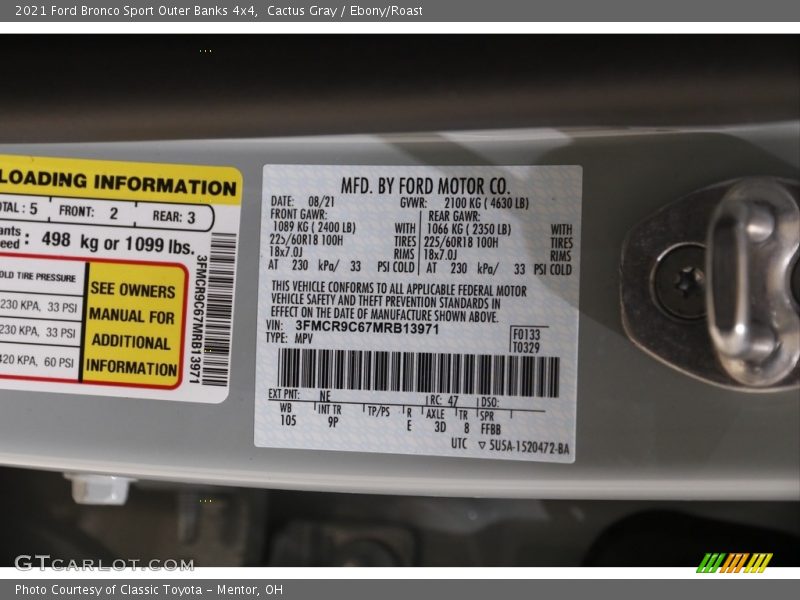 Cactus Gray / Ebony/Roast 2021 Ford Bronco Sport Outer Banks 4x4