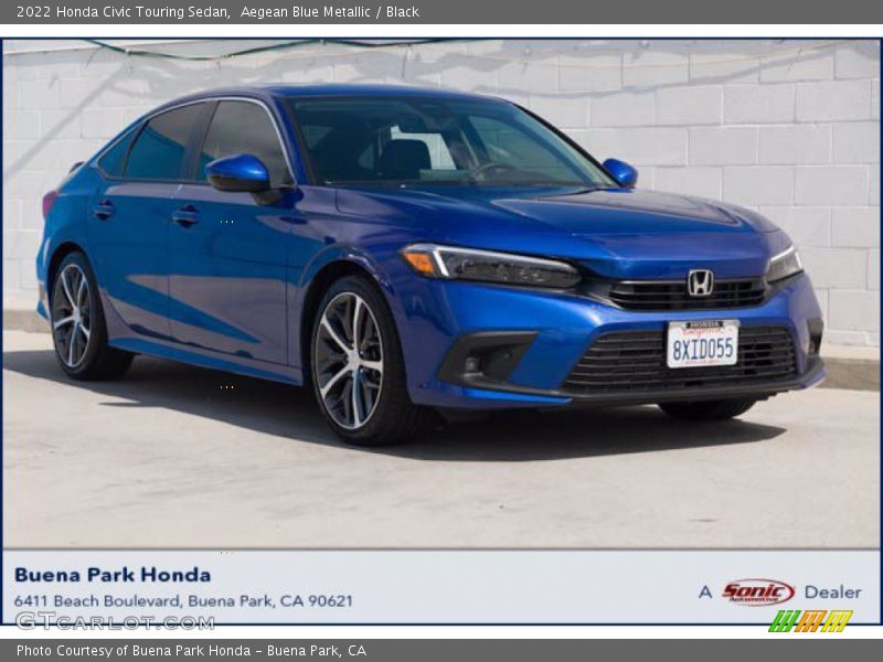 Aegean Blue Metallic / Black 2022 Honda Civic Touring Sedan