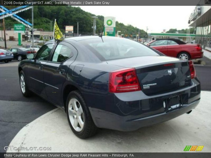 Steel Blue Metallic / Dark Slate Gray 2008 Dodge Charger SXT AWD