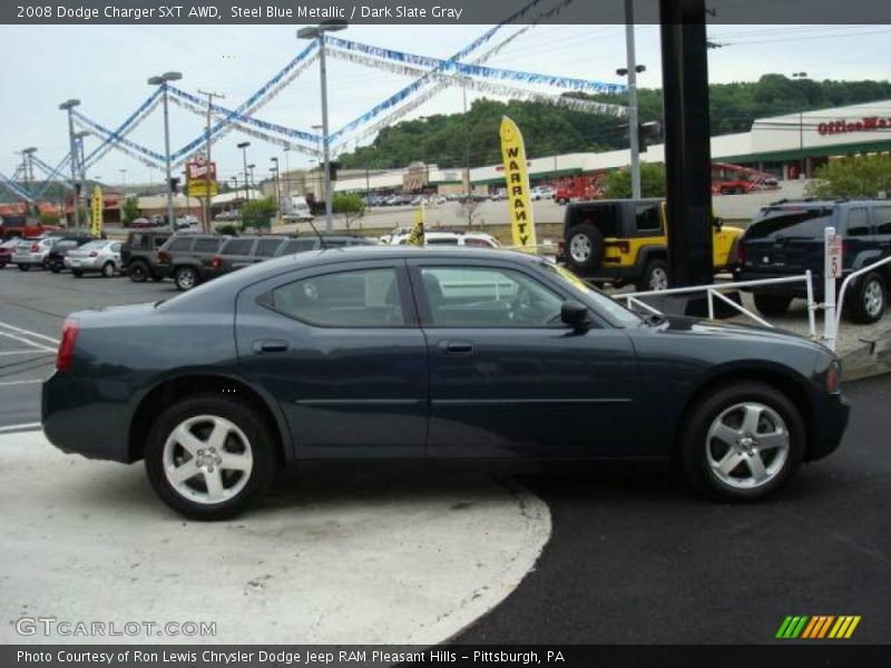 Steel Blue Metallic / Dark Slate Gray 2008 Dodge Charger SXT AWD