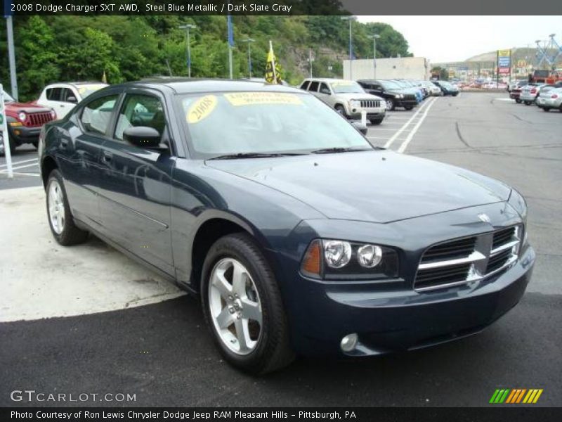 Steel Blue Metallic / Dark Slate Gray 2008 Dodge Charger SXT AWD