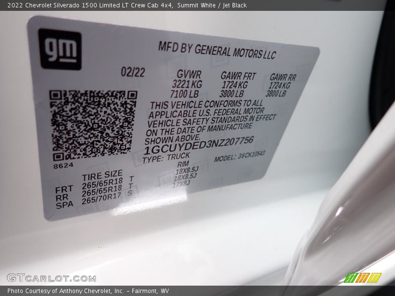 Summit White / Jet Black 2022 Chevrolet Silverado 1500 Limited LT Crew Cab 4x4