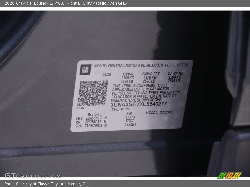 Nightfall Gray Metallic / Ash Gray 2020 Chevrolet Equinox LS AWD