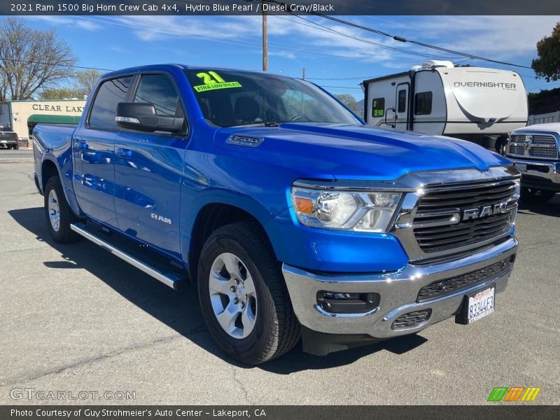 Hydro Blue Pearl / Diesel Gray/Black 2021 Ram 1500 Big Horn Crew Cab 4x4