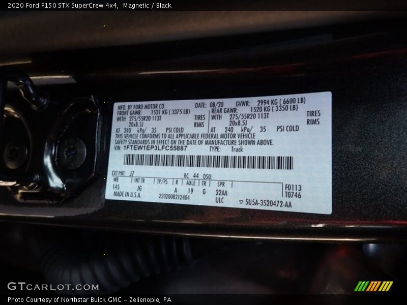 Magnetic / Black 2020 Ford F150 STX SuperCrew 4x4