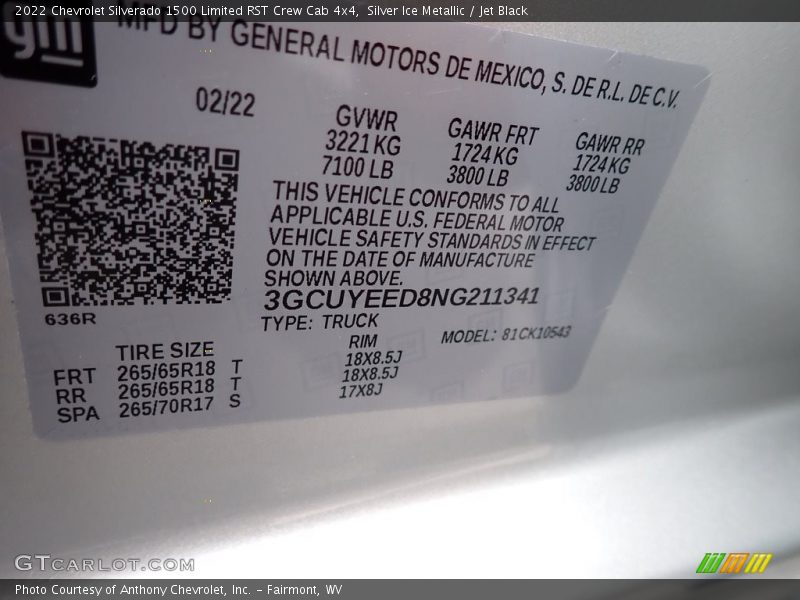 Silver Ice Metallic / Jet Black 2022 Chevrolet Silverado 1500 Limited RST Crew Cab 4x4