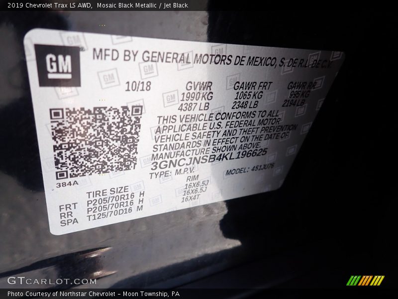 Mosaic Black Metallic / Jet Black 2019 Chevrolet Trax LS AWD